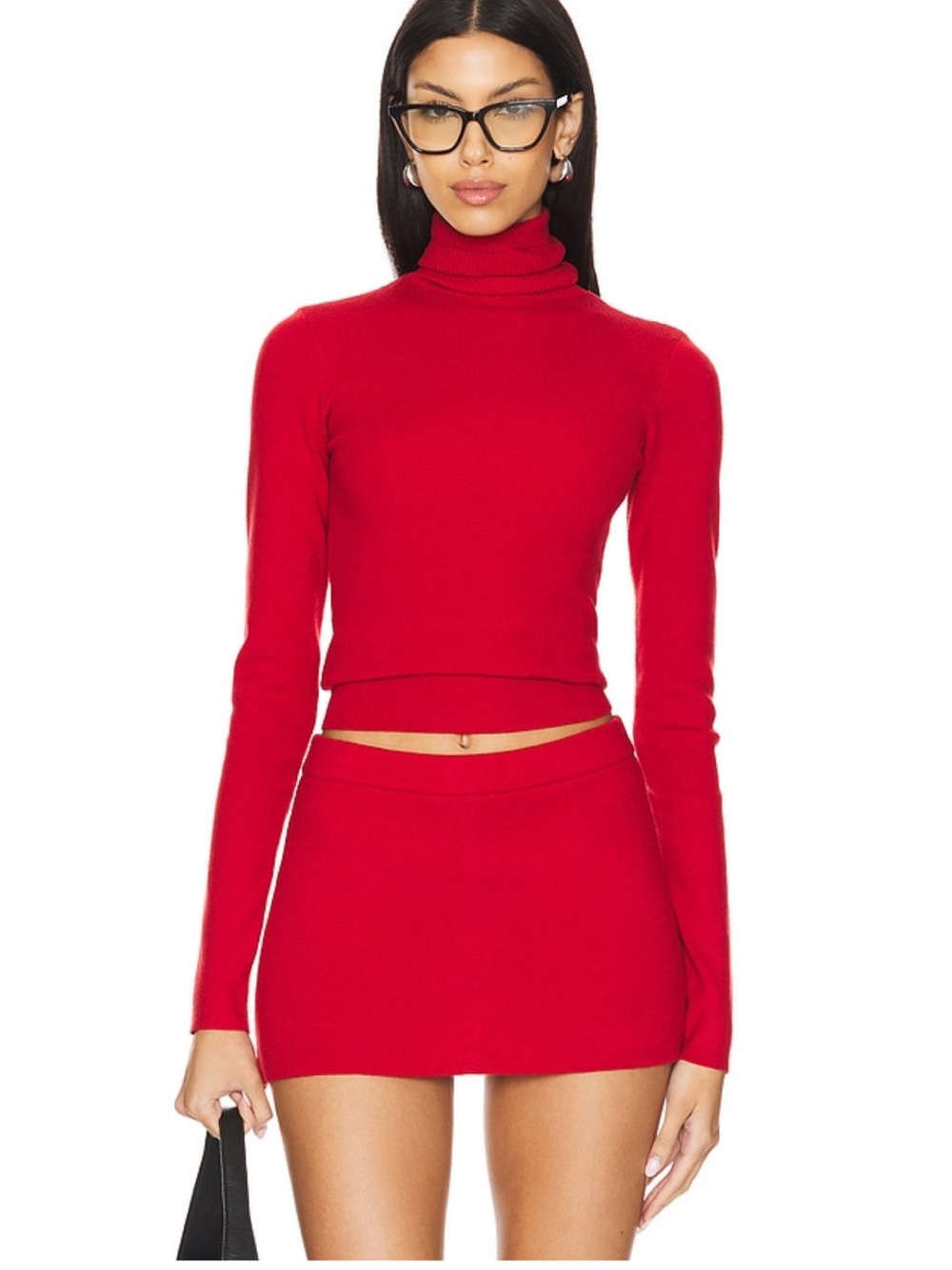 Frankie's Bikinis Red Turtleneck Top and Skirt Set